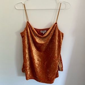 Burnt orange velvet top.